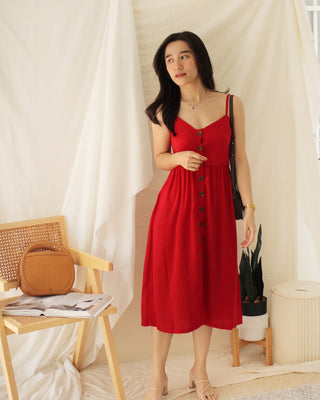 BERTHA STRAP BUTTON DRESS