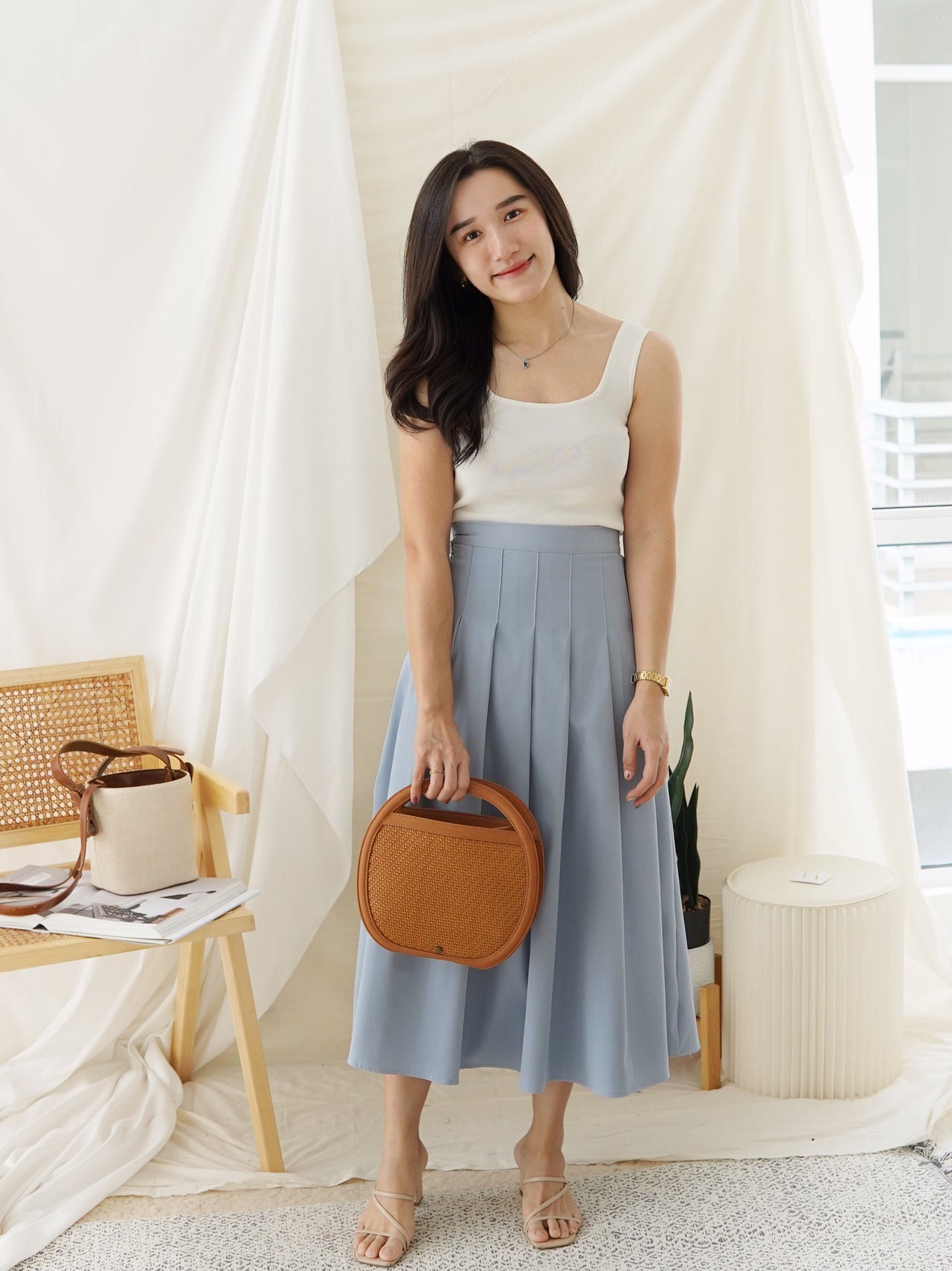 SOVEL PLEAT HIGH MIDI SKIRT