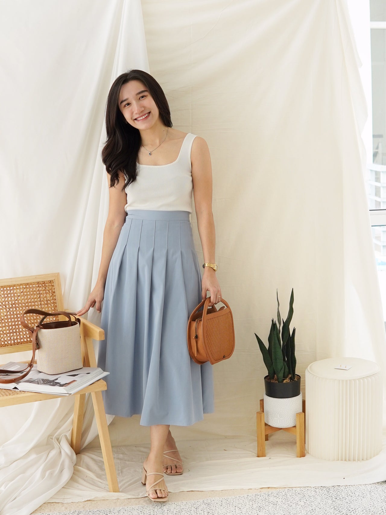 SOVEL PLEAT HIGH MIDI SKIRT