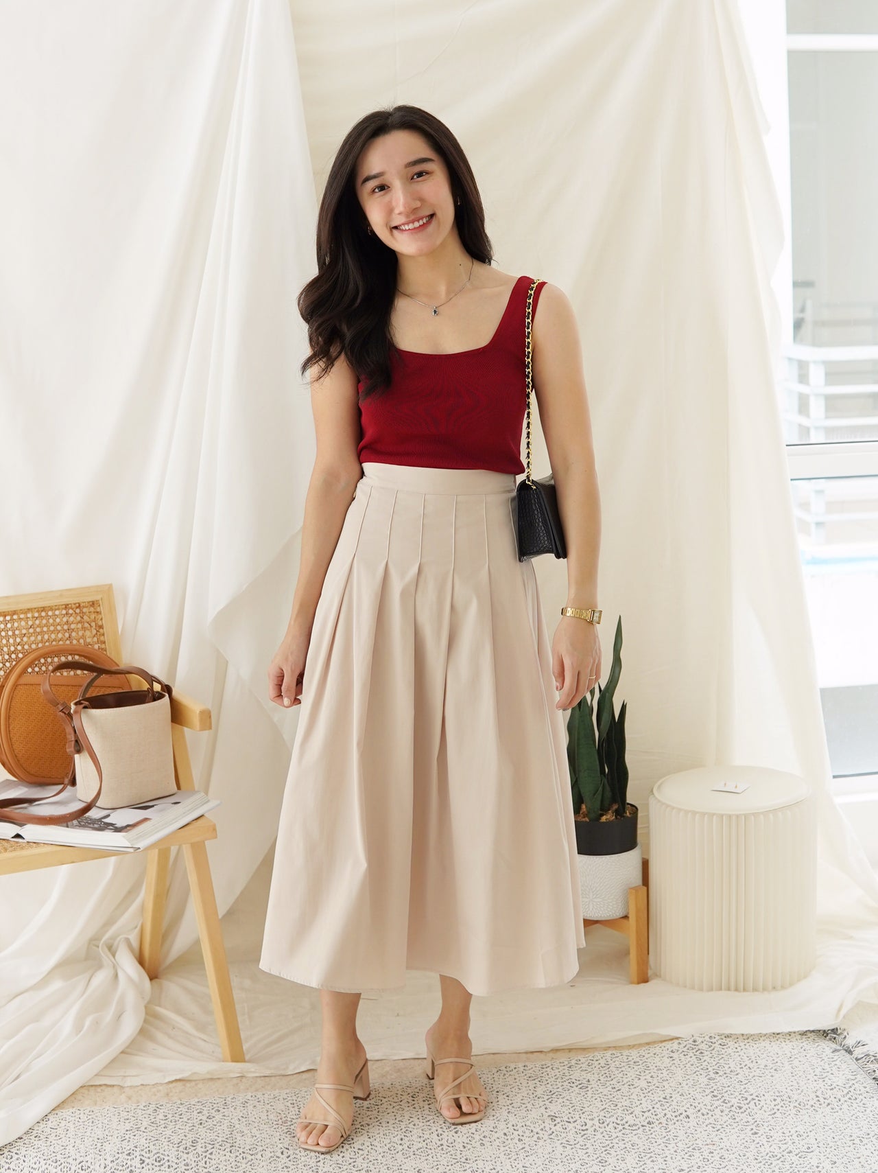 SOVEL PLEAT HIGH MIDI SKIRT