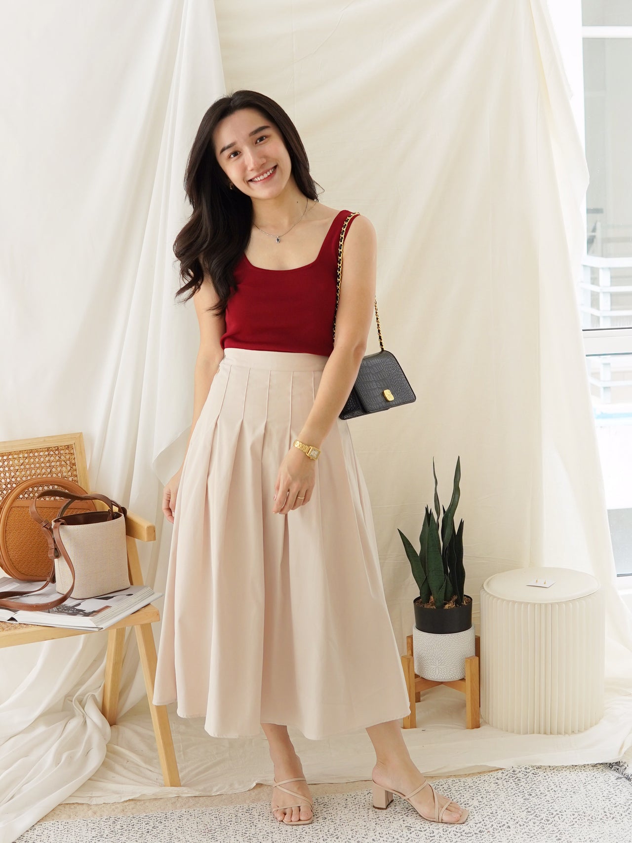 SOVEL PLEAT HIGH MIDI SKIRT