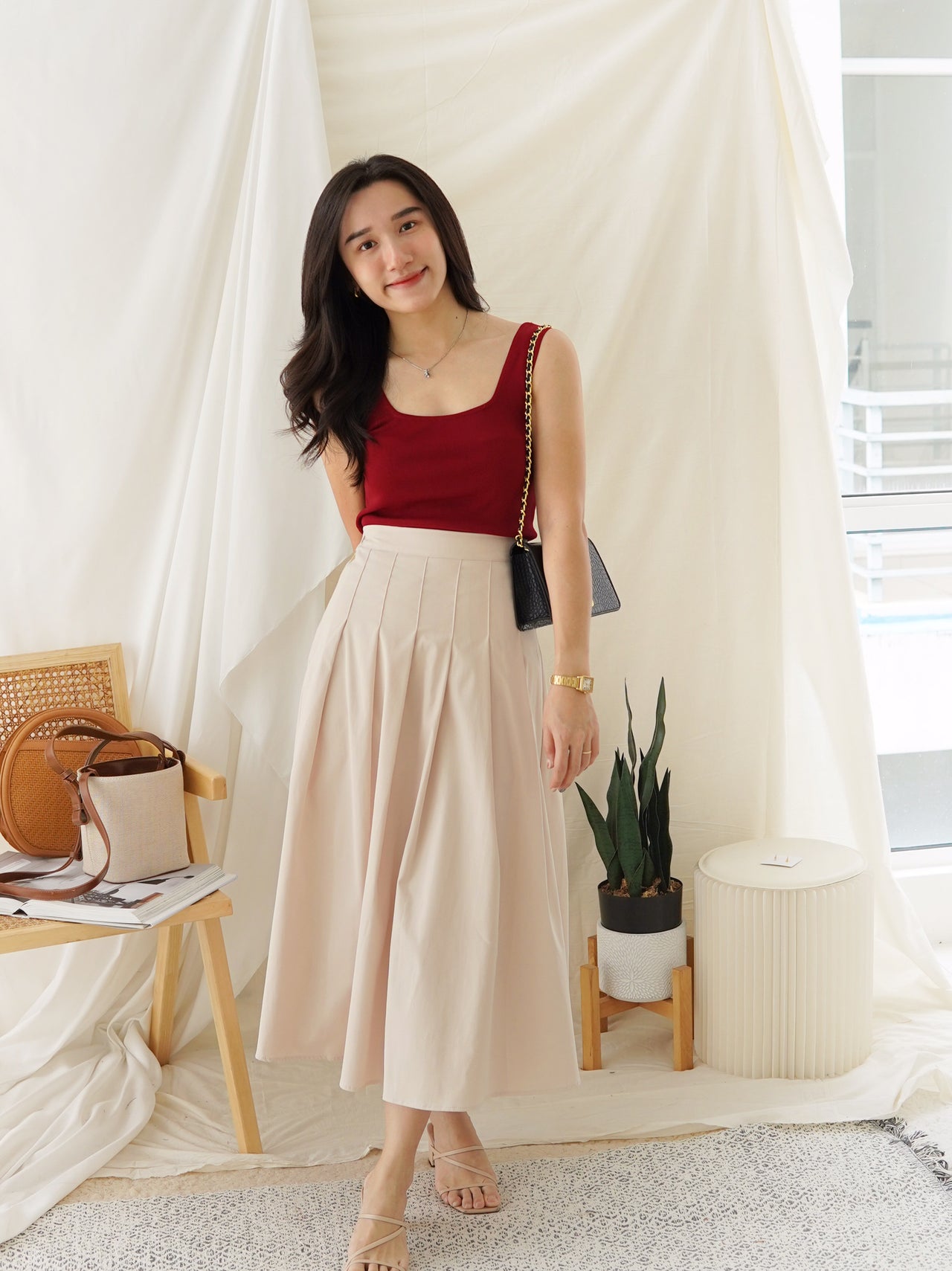 SOVEL PLEAT HIGH MIDI SKIRT