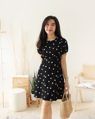 FLORAL DAISY BLACK DRESS