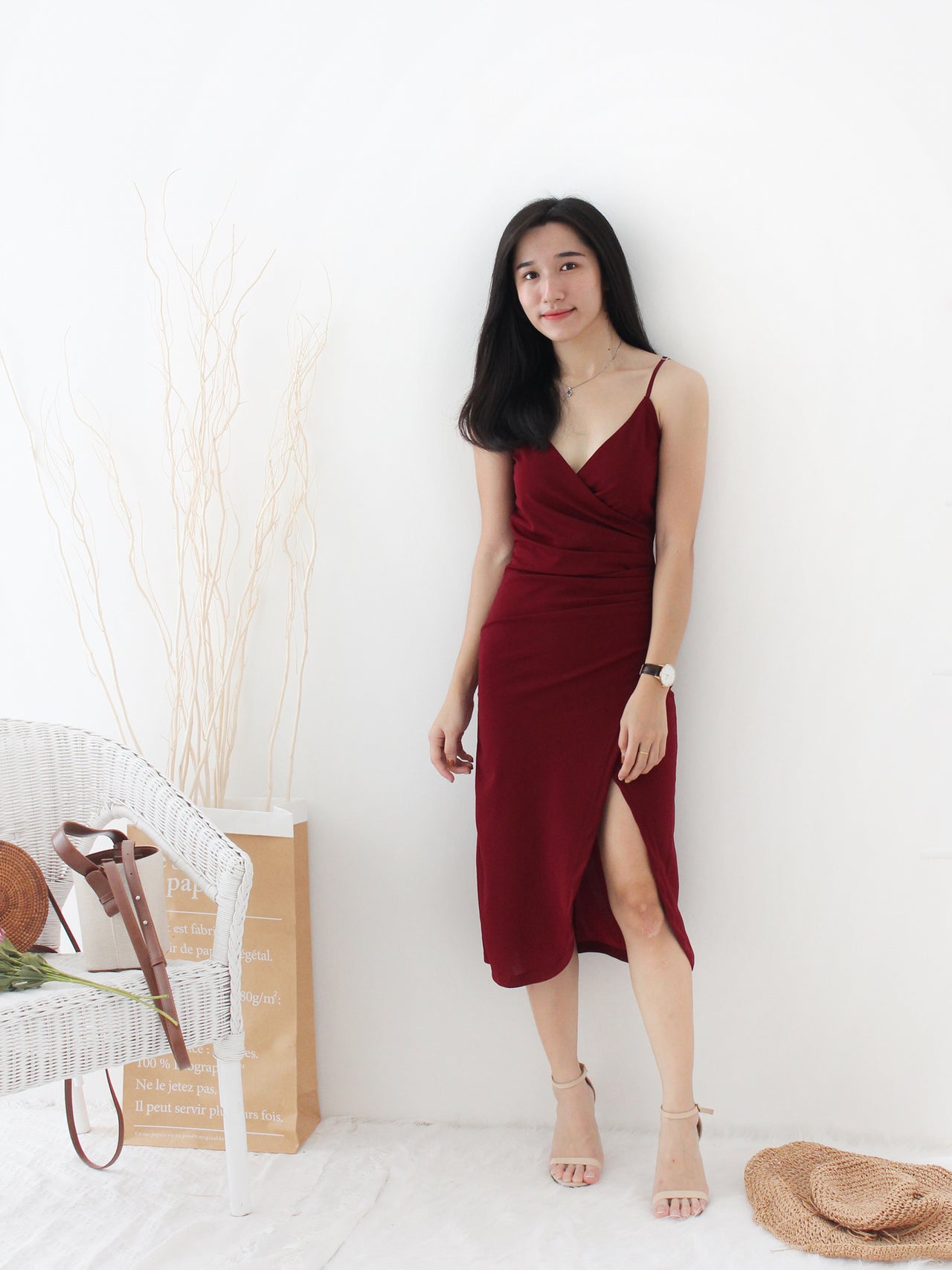 Deep V Split Dress - LovelyMadness Clothing Online Fashion Malaysia