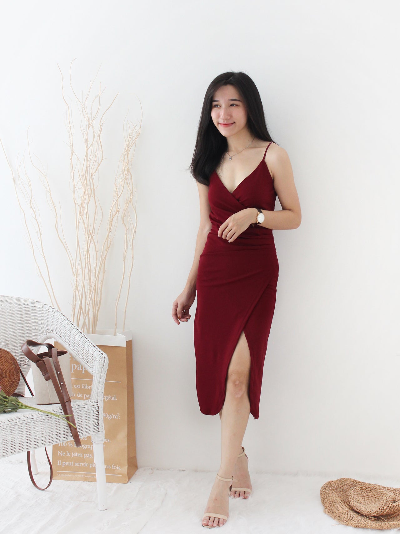 Deep V Split Dress - LovelyMadness Clothing Online Fashion Malaysia