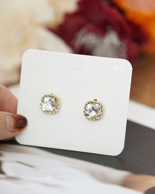 SQUARE DIAMOND STONE EARRINGS