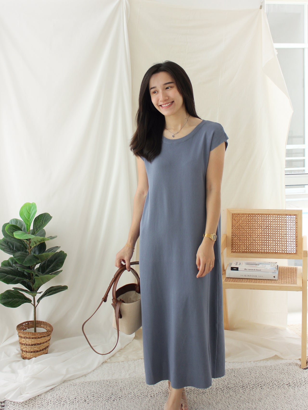 KOREAN SIMPLE KNIT TSHIRT DRESS