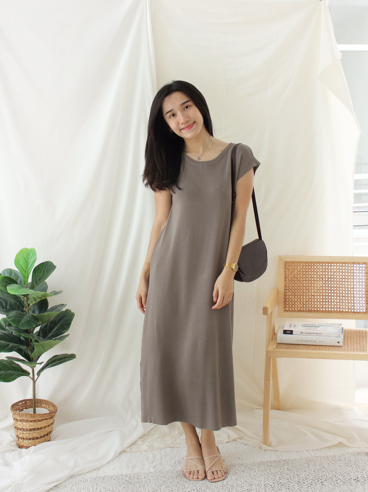 KOREAN SIMPLE KNIT TSHIRT DRESS