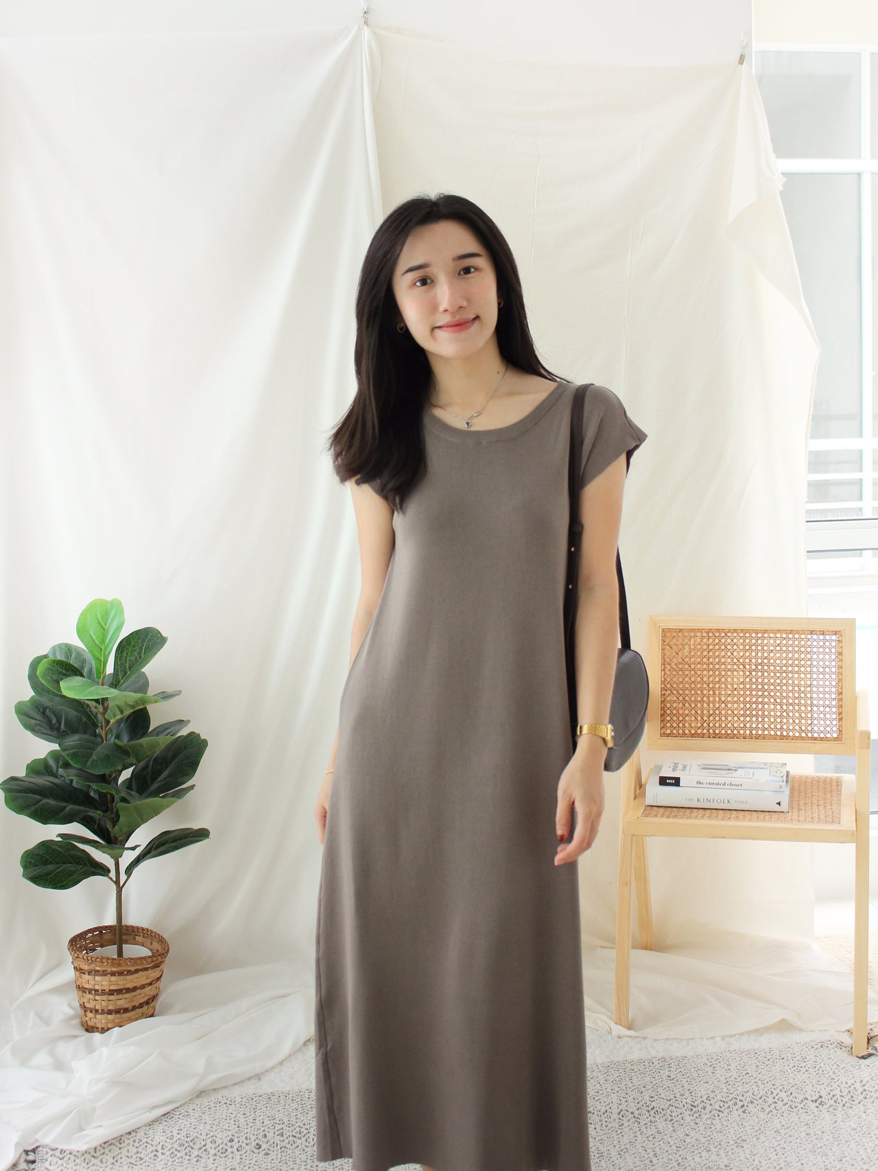 KOREAN SIMPLE KNIT TSHIRT DRESS