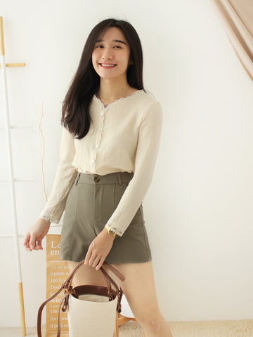 Eyelet Lace Button Top