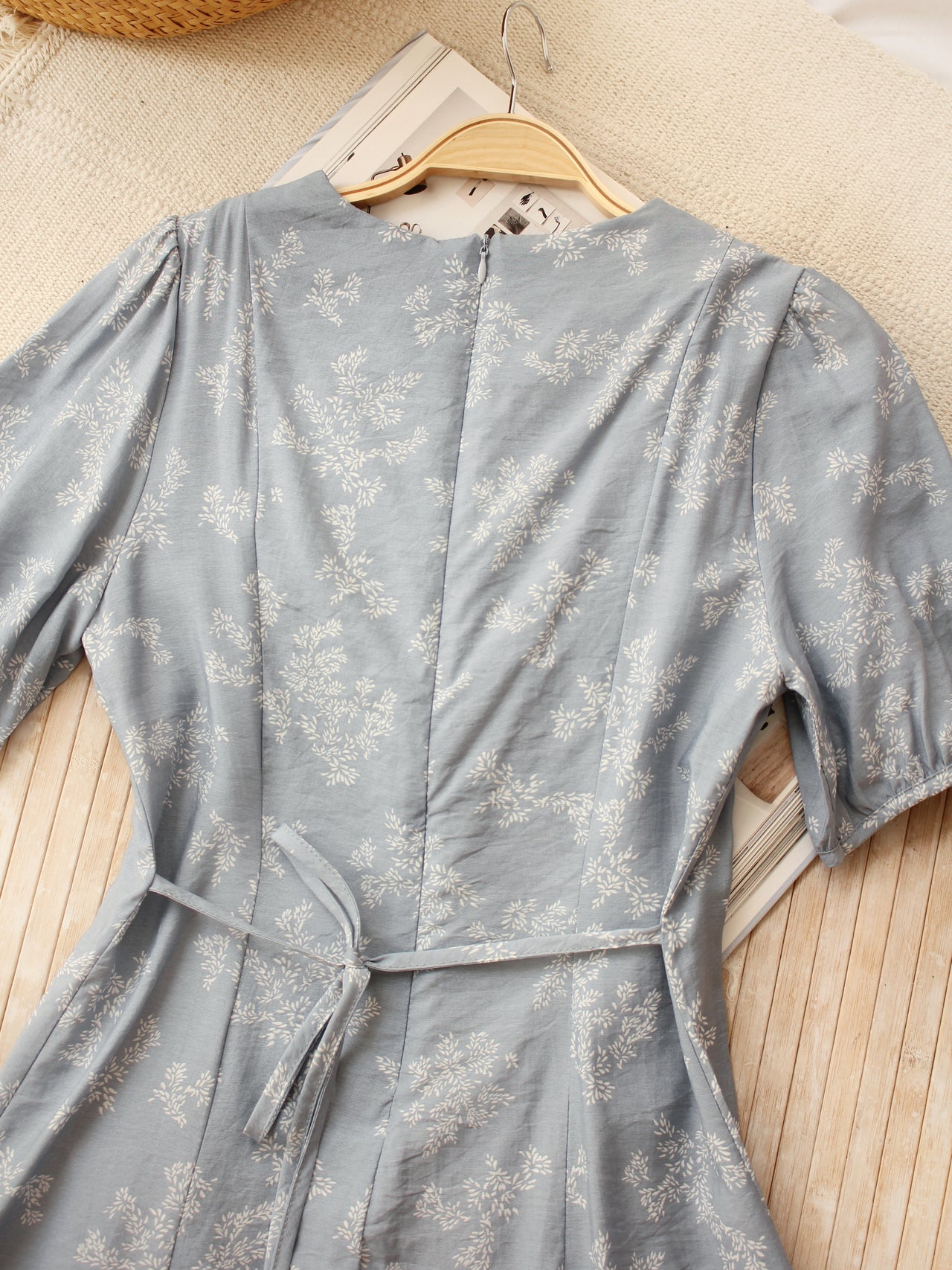 VIVI KOREAN Blue Floral Dress