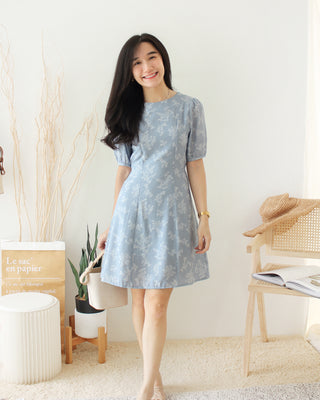 VIVI KOREAN Blue Floral Dress