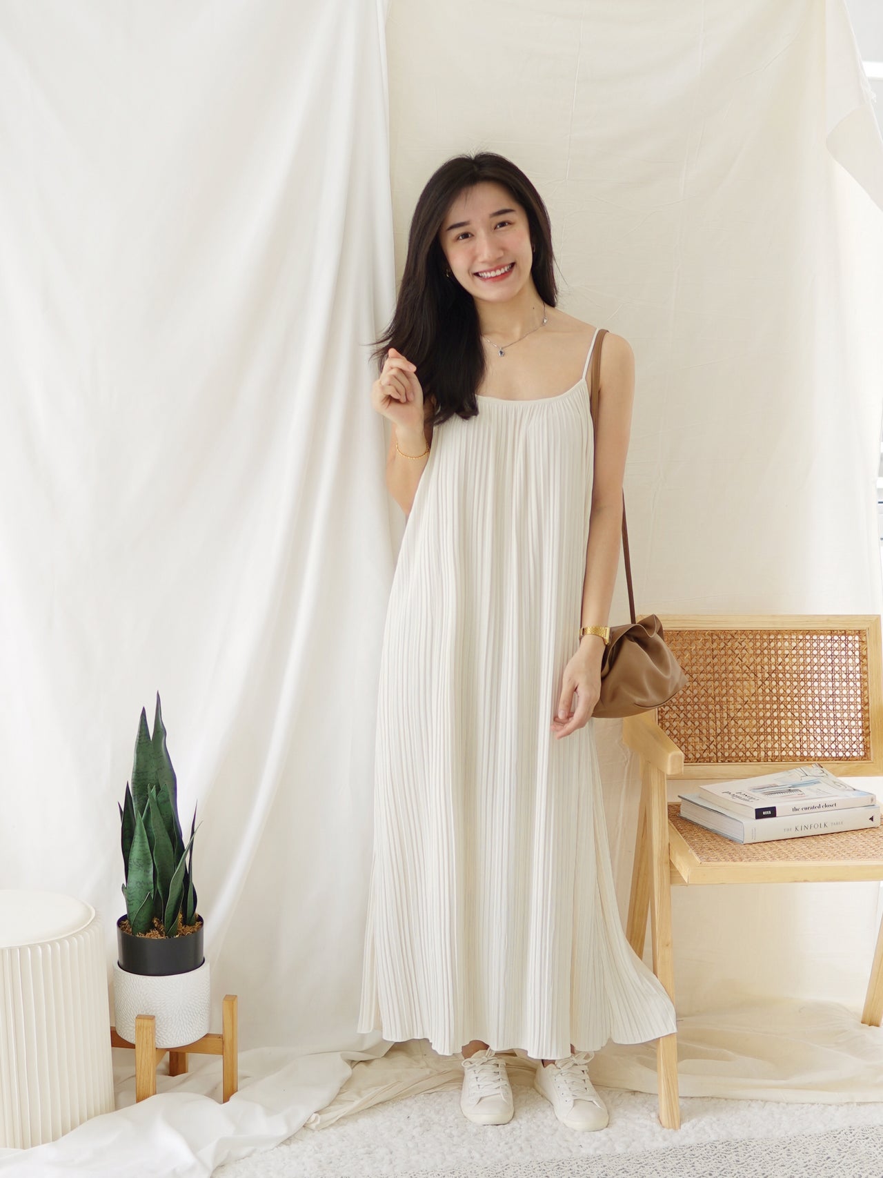 MELISSA PLEAT STRAP DRESS