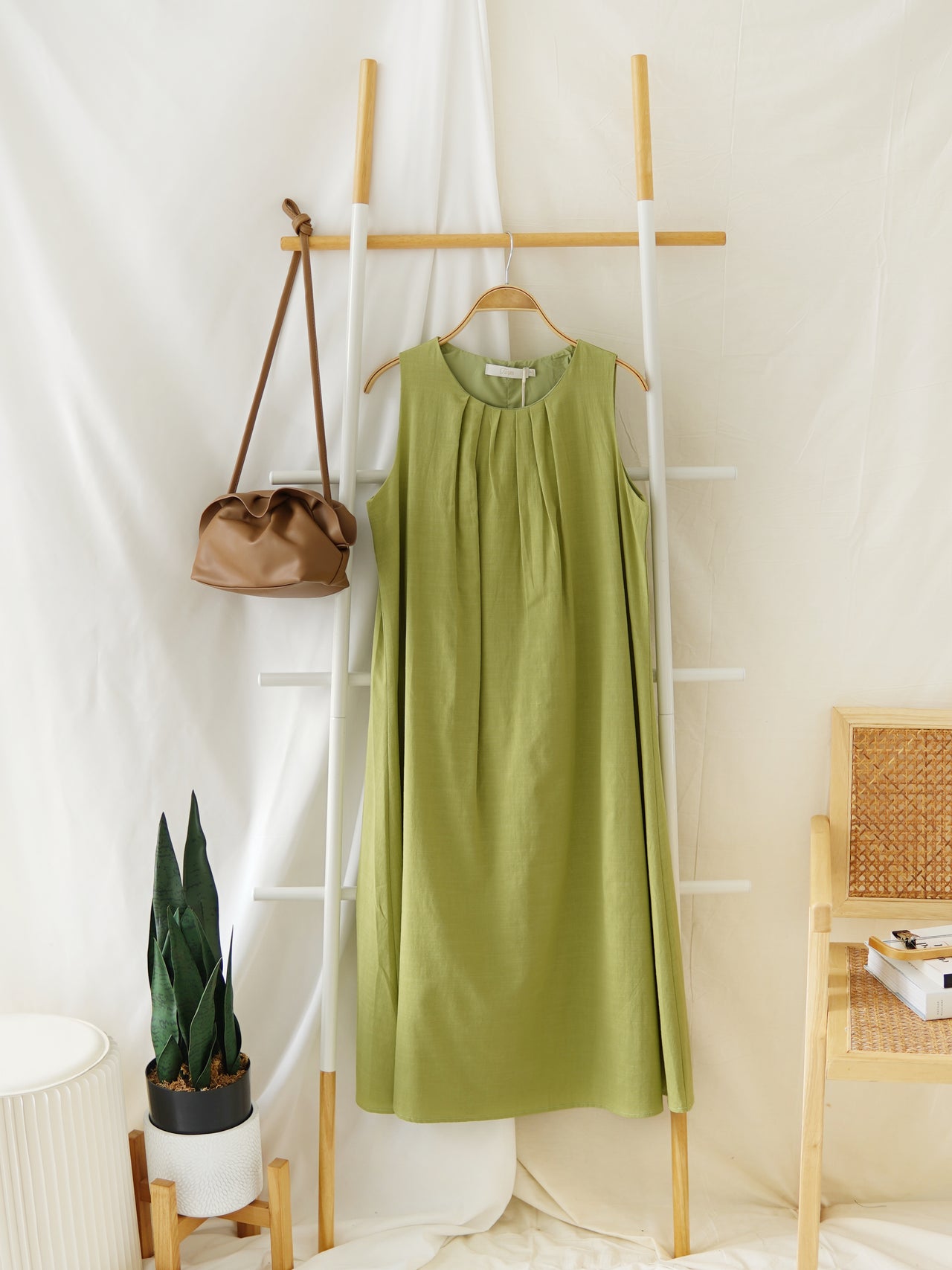 LIME HALTER LONG DRESS