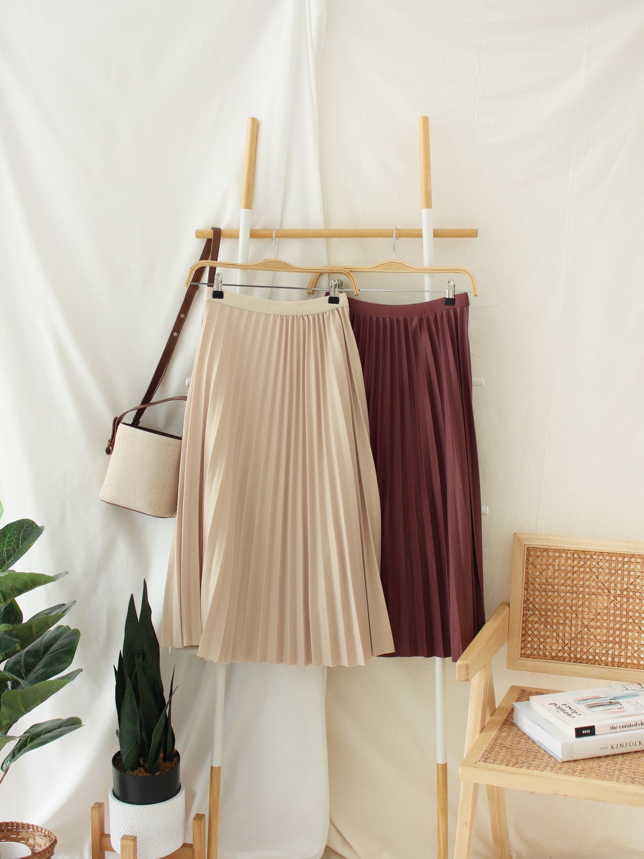 Rowen Pleat midi skirt