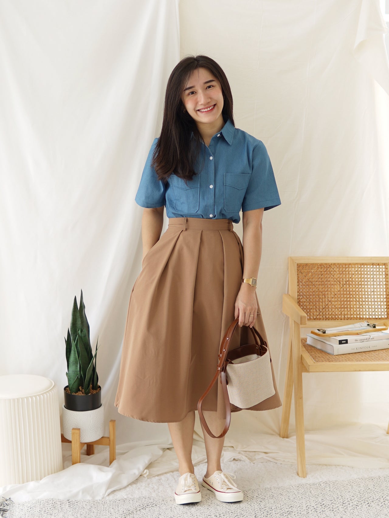 Denim Collar Blouse