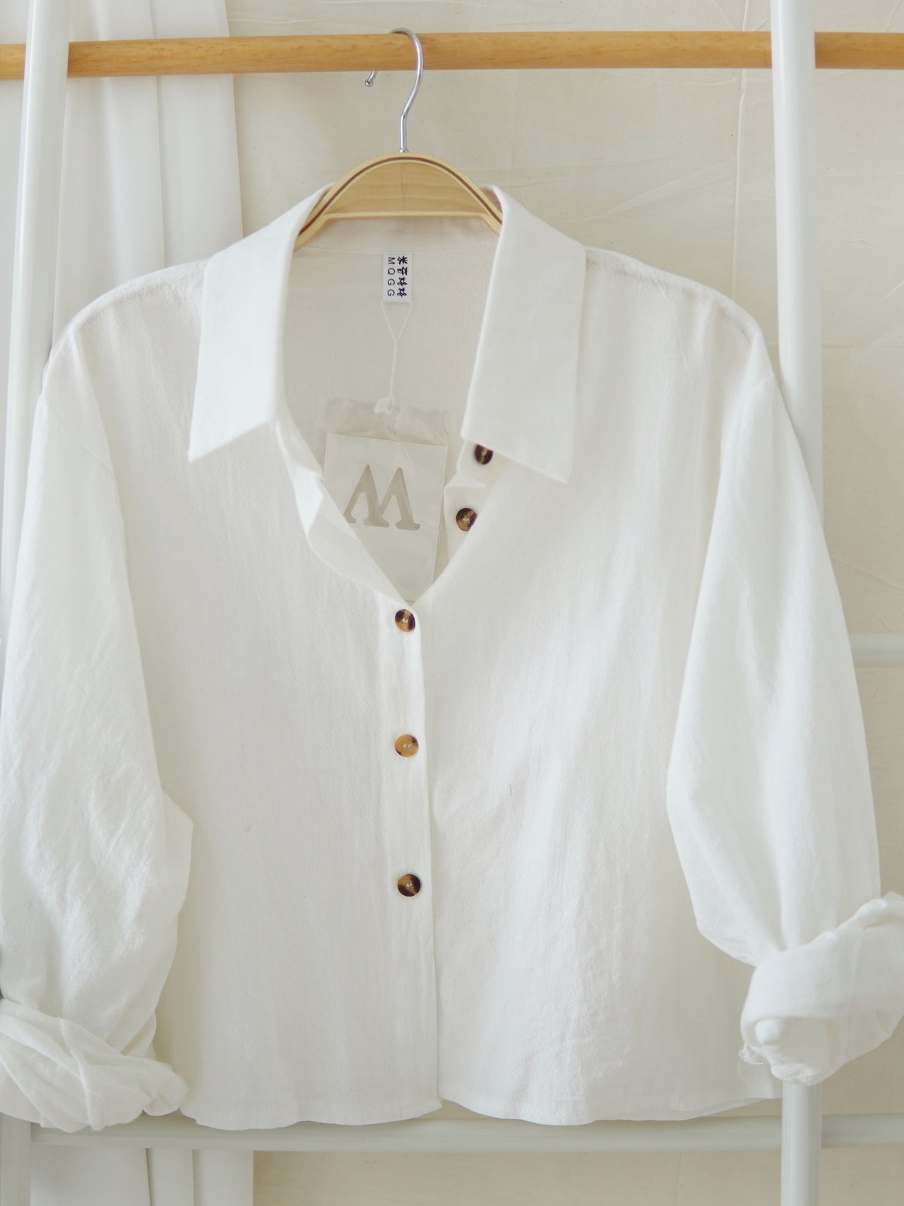 White Linen Button Outer / Top
