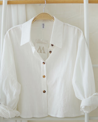 White Linen Button Outer / Top