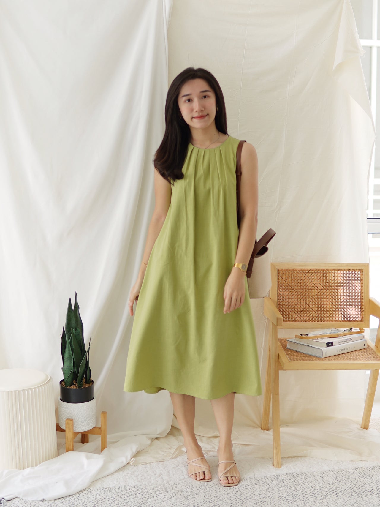LIME HALTER LONG DRESS