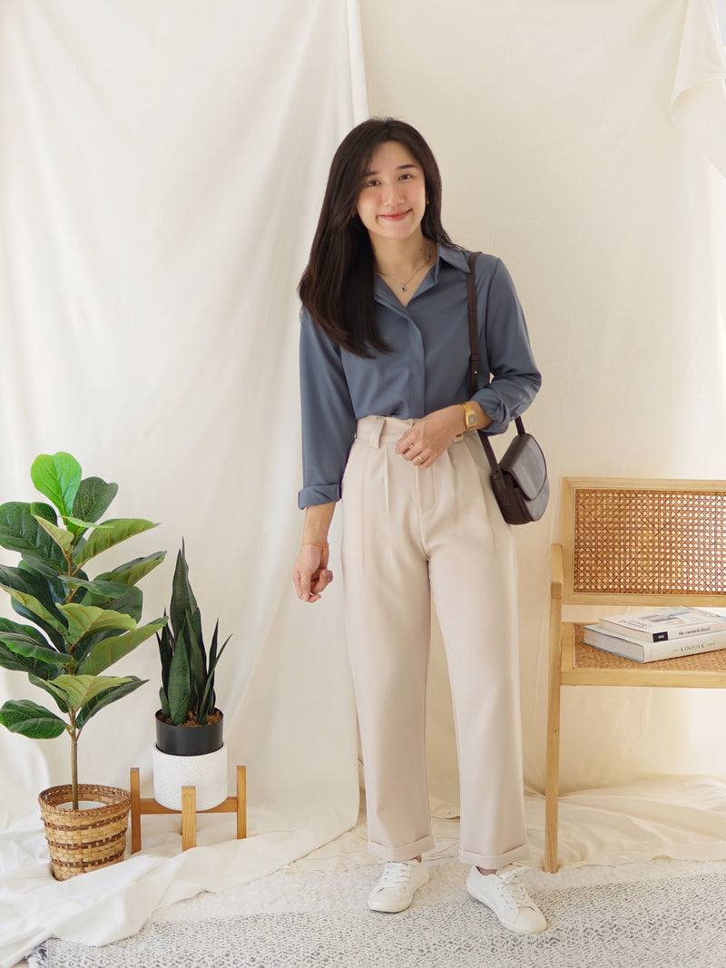 Noelle Collar Chiffon Blouse (anti wrinkled) - LovelyMadness Clothing Malaysia
