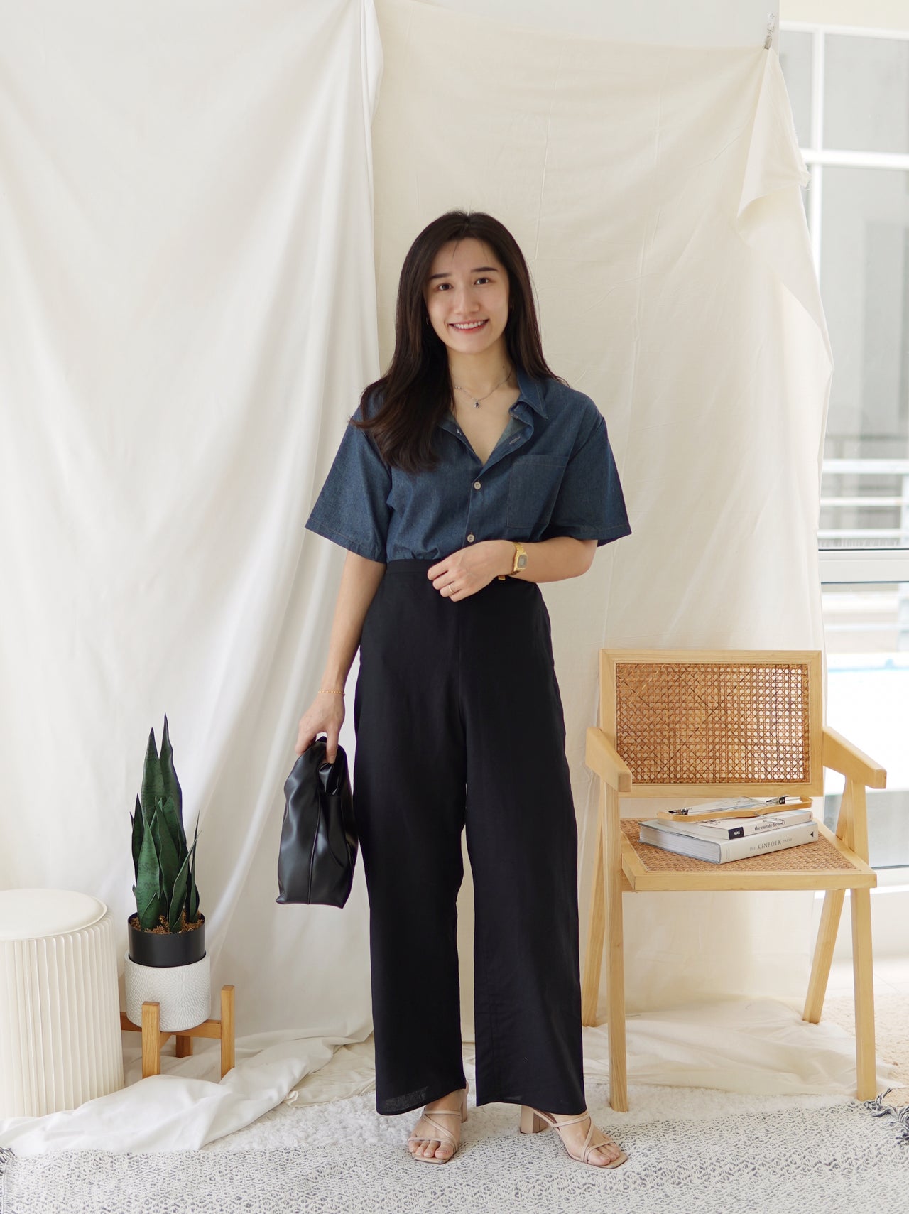 Denim Collar Blouse