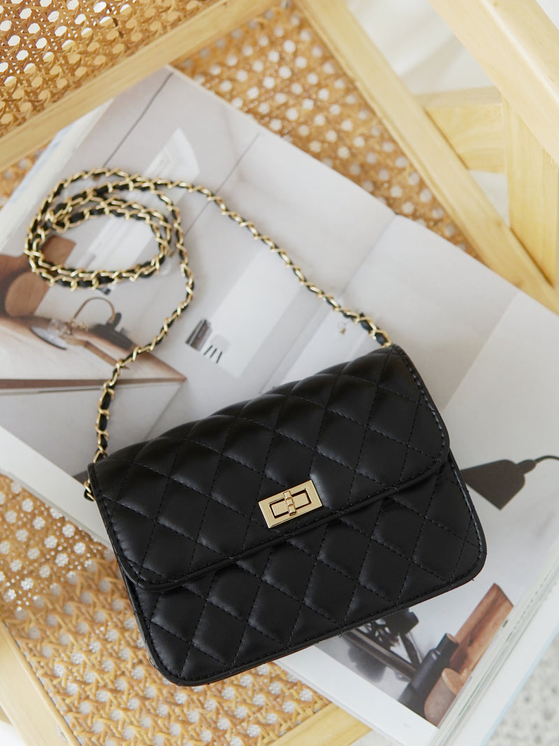 Black Gold Chain Bag - LovelyMadness Clothing Malaysia