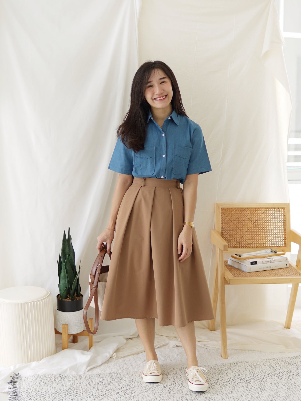 Denim Collar Blouse