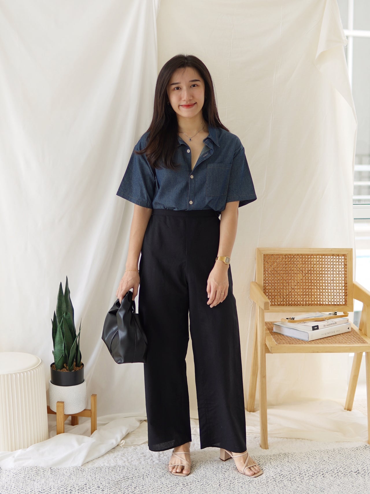 Denim Collar Blouse