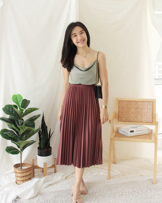 Rowen Pleat midi skirt