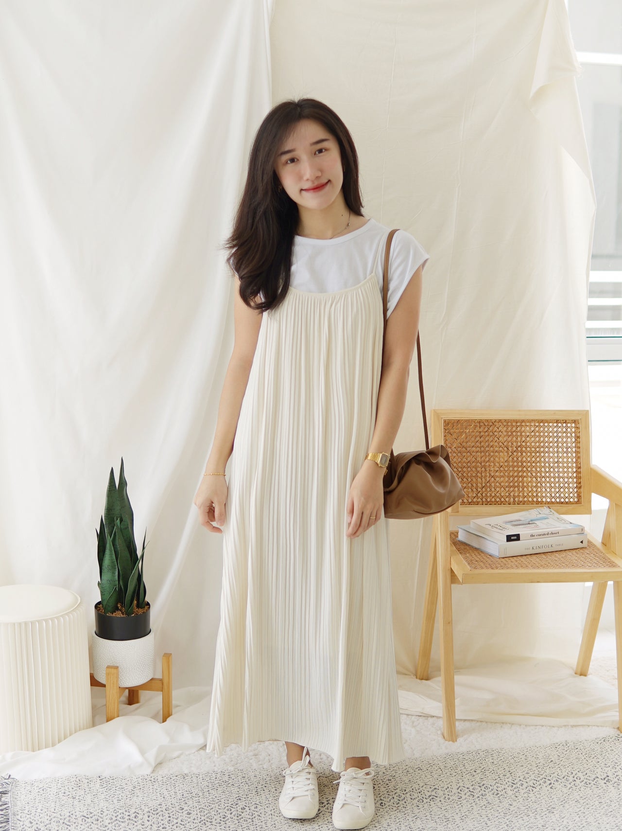 MELISSA PLEAT STRAP DRESS